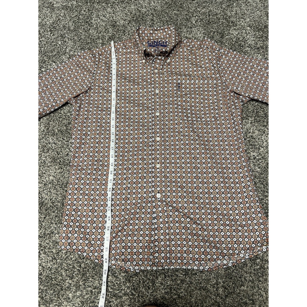 Cinch Modern Fit Men's M Multicolor Cotton Geometric Long Sleeve Button-Up Shirt - Picture 5 of 8